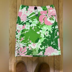 Talbots Floral Green and Pink Skirt